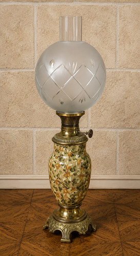 Lampe pétrole faïence - pétrole,