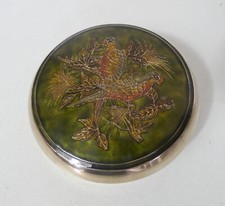 ancienne boite en laiton cloisonné décor perroquet conure