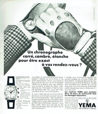 publicité Advertising  1222  1967   montre Yema  chrono carrée cambrée étanche