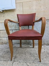 Fauteuil vintage année 50 bois simili cuir