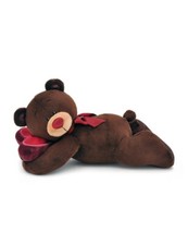Peluche ours couché chocolat