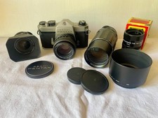 Asahi Pentax Spotmatic et 3 objectifs Takumar  dont 3,5 /28 mm plus  accessoires