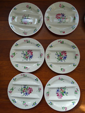 LUNEVILLE 6 ANCIENNES ASSIETTES A COMPARTIMENT DEMI PORCELAINE REVERBERE 26 cm