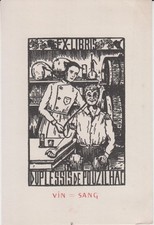 Ex-libris Paul DUPLESSIS de POUZILHAC (Narbonne, 1882-1958) - "VIN SANG"