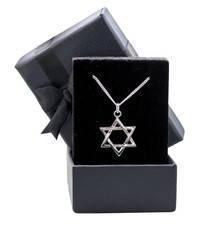 pendentif étoile juive de David et chaine 50cm en argent massif 925 neuf + boite