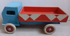 jeu jouet ancien joujoulac camion bois bleu benne basculante rouge blanc  40cm