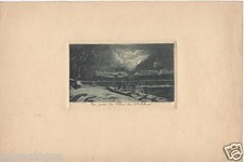 CHARLES PINET 1867-1932 GRAVURE EAU FORTE LA SEINE A PARIS PONT DES SAINTS PERES