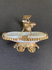 Baguier Ancien Opaline Bijou Laiton Empire 19 Eme Siècle Étui Écrin Antiquités