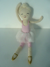 SC. Doudou ZARA HOME POUPEE DANSEUSE rose rayé tutu blanc chignon laine 43cm TBE