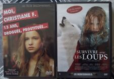 LOT 2 DVD Moi, Christiane F. 13ANS , DROGUEE ET SURVIVRE AVEC LES LOUPS TBE