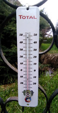 Thermomètre émaillé publicitaire Total Carburant 25 cm Fabriqué en France neuf