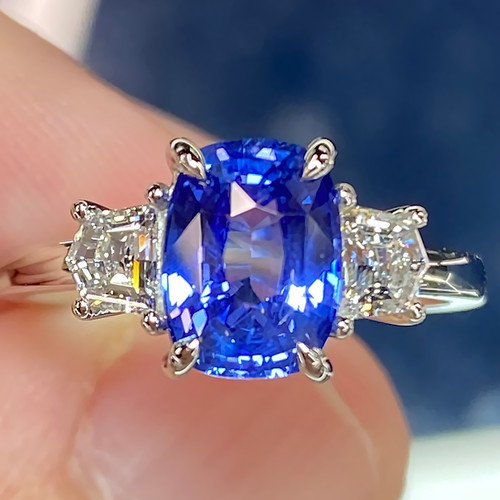 Bague mariage saphir bleu - de,