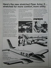 10/1971 PUB PIPER AIRCRAFT PIPER AZTEC E AVION FLUGZEUG ORIGINAL AD