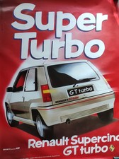 Grande AFFICHE POSTER RENAULT 5 GT TURBO R5 GT TURBO originale Garage 153x117 Cm