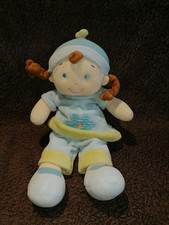 Doudou poupée bleu vert fleur