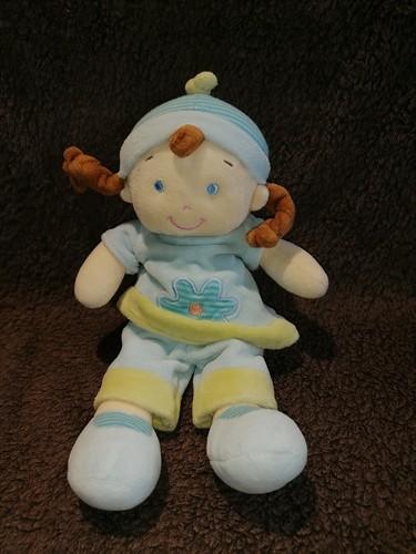 Doudou poupée bleu - , fleur