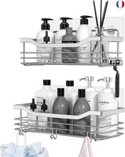 Orimade Inoxydable Serviteur de Douche Etagère avec 5 Crochets pour Salle de 