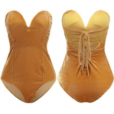 Femme Velours Body Sexy sans Bretelles Dos en Croix Combishort Club Danse Taille