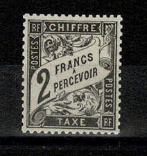 FRANCE STAMP YVERT TAXE 23 SCOTT J 24 " DUVAL 2 F BLACK " MNH VF, SIGNED X158