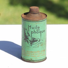Bouteille en métal Huile au phoque pour cuirs ancienne