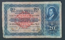 BILLET SUISSE - 20 FRANCS -