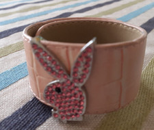 PROMOTION ! BRACELET LAPIN PLAYBOY EN CUIR ROSE