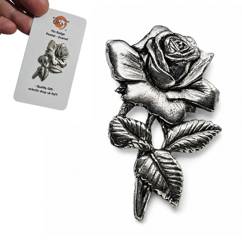 Broche fleur rose étain