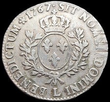Écu En Argent Louis XV 1767 L