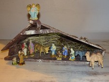 Devineau Crèche garnie étable bois Lot santons 6 cm T2 ancien Nativité 3
