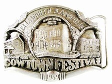 1989 Ellsworth Cowtown Festival Belt Buckle By PRAIRIE ENTERPRISES 41116