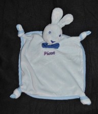 Peluche doudou lapin plat bleu