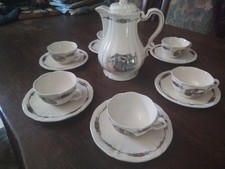  Cafetière ,6 Tasses Et Sous  Tasses Modèle Obernai- faiencerie de Sarreguemines