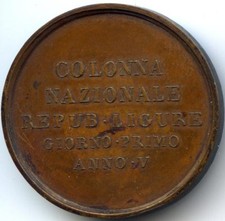 Consulat Napoleon Bonaparte Médaille Colonne nationale à Gênes Italie 1801 Rare