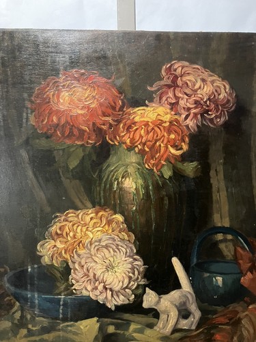 Huile nature morte aux - nature, fleurs