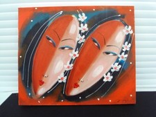 PEINTURE A L'HUILE SUR TOILE -SIGNEE - ECOLE MODERNE 1963 - "LES 2 SŒURS" P96