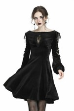 Robe Mini En Velours Noir À Lacets Gothique Steampunk Lolita Dark In Love DW224