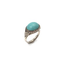 Bague en argent 925 turquoise filigrane bijou ancien bracelet 17.2mm / 54...