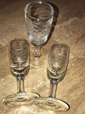 Etched Ship Set Of 3 Glass