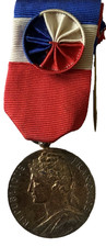 MEDAILLE REP. FRANCAISE+ROSETTE HONNEUR ET TRAVAIL Echelon VERMEIL Attr. en 1985
