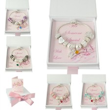 Bracelet Pierre de Naissance Avec Lettre Breloque en Boite Cadeau pour Maman ,