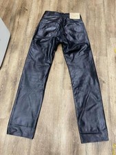 Pantalon bas en cuir noir pour