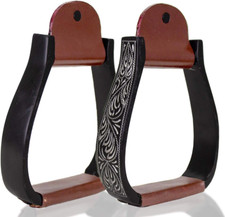 Black Engraved Adult Western Show Stirrups