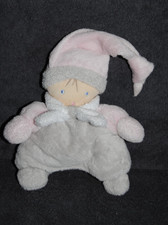 ?Doudou Lutin Poupée NOUNOURS Gris Rose Long Bonnet Hochet Grelot Ancien Modèle