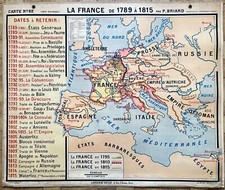 🌏 Ancienne carte scolaire Hatier Briard 62, 1950 - France 1789 à 1815 (Napoléon