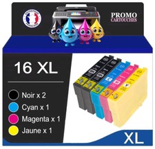 Lot de 5 cartouches d'encre compatibles Epson 16 T16 XL - Série Stylo à Plume