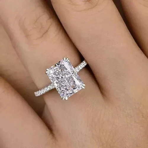Bague solitaire diamant - , blanc