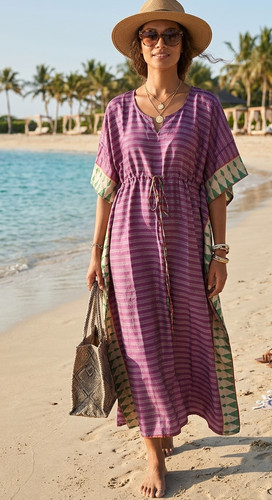 Women purple maxi kaftan - maxi,