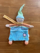 DOUDOU PLAT LUTIN BLEU ORANGE COEUR ARC EN CIEL COROLLE