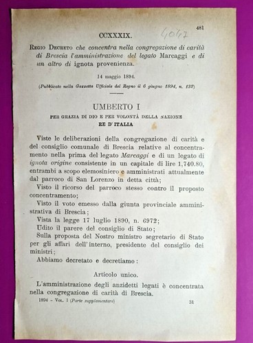 Brescia regio arrêté - brescia,