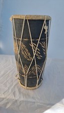 African Drum ancient musical instrument wood Tambour africain de musique ancien 
